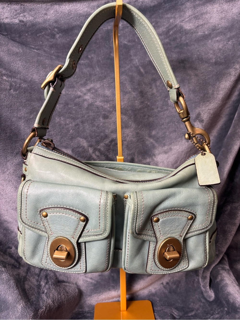 RARE Coach 10328 Legacy 65th Anniversary Double Turnlock Shoulder Bag Pond Blue